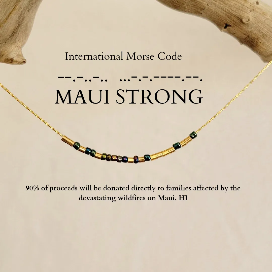 Maui Strong Morse Code Necklace Seed Beads