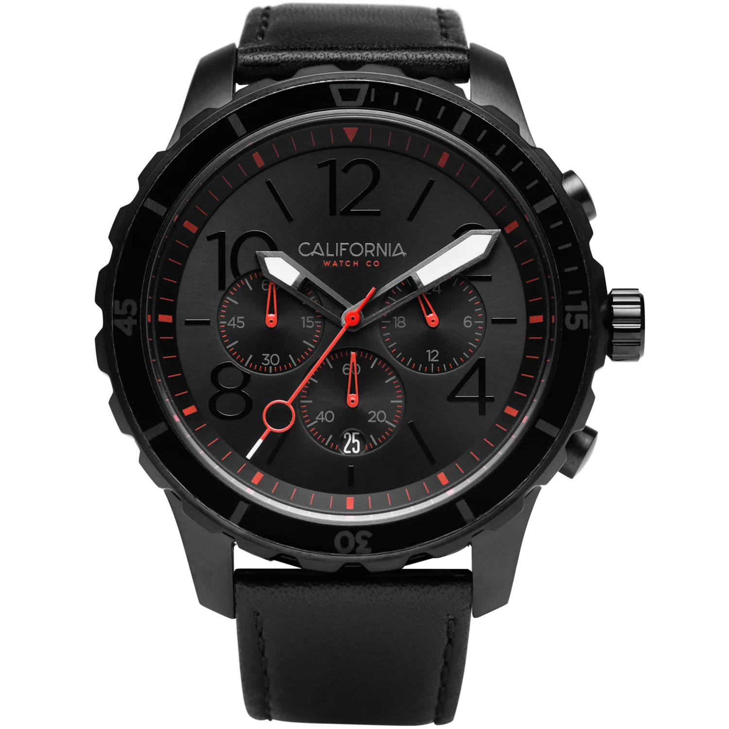 Mavericks Chrono Leather All Black Red
