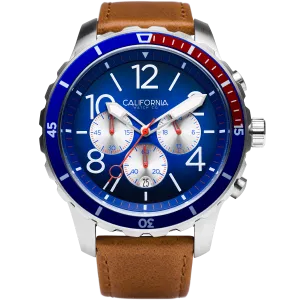 Mavericks Chrono Leather Brown Navy Red