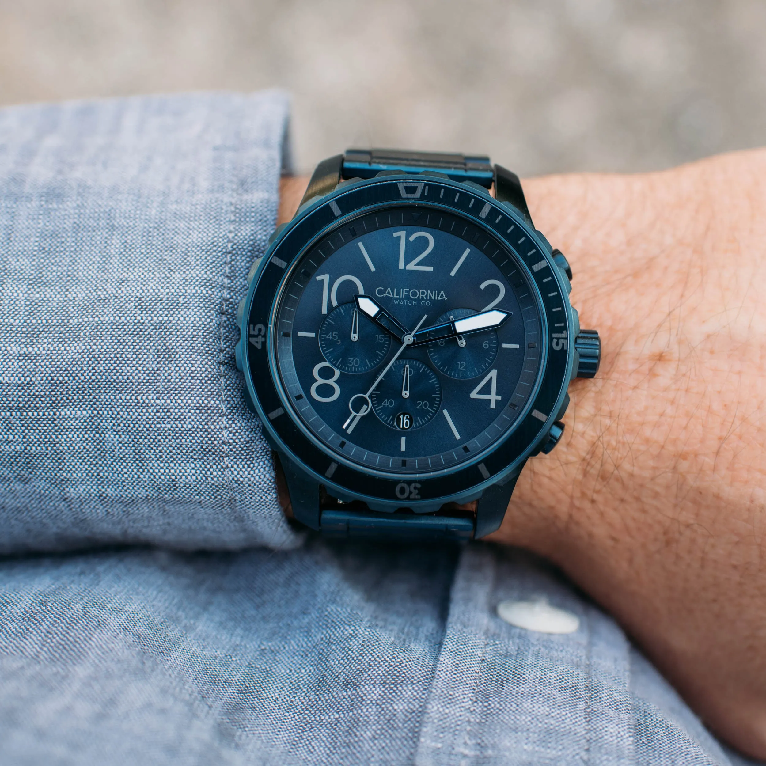 Mavericks Chrono Leather Deep Blue Gray