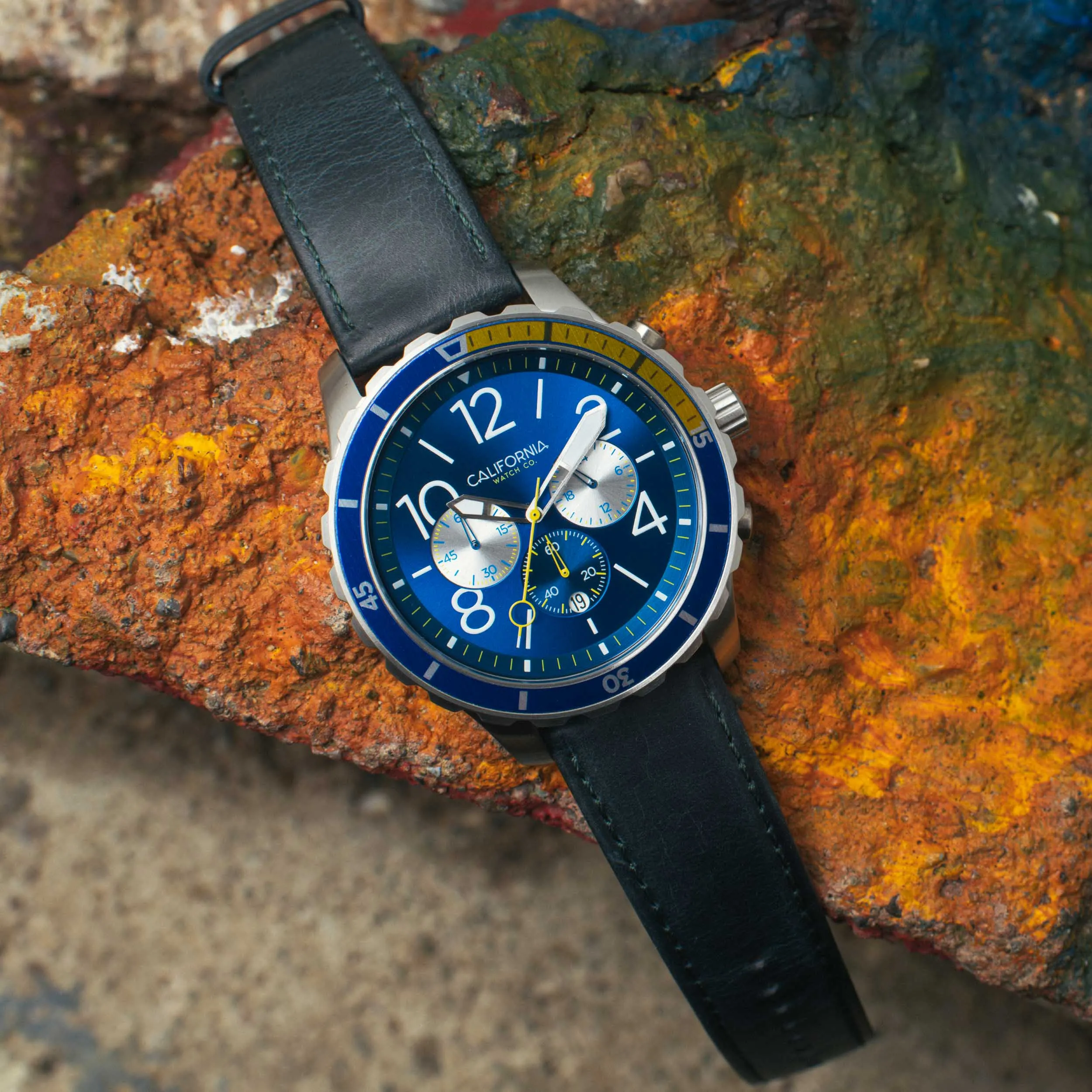 Mavericks Chrono Leather Navy Yellow