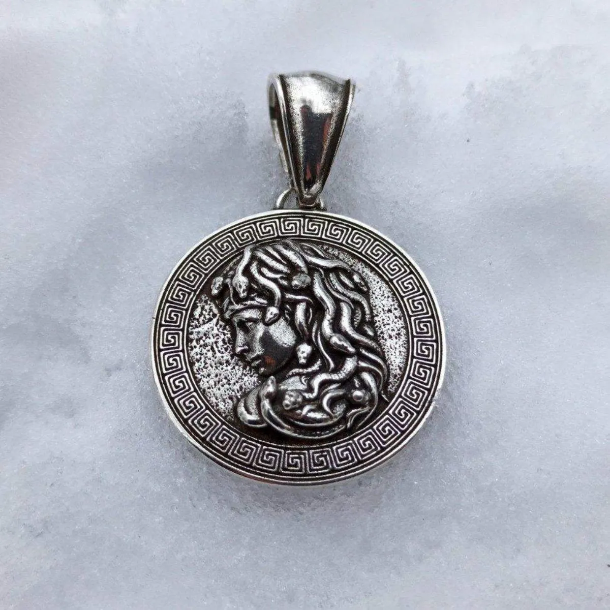 Medusa Gorgon silver pendant