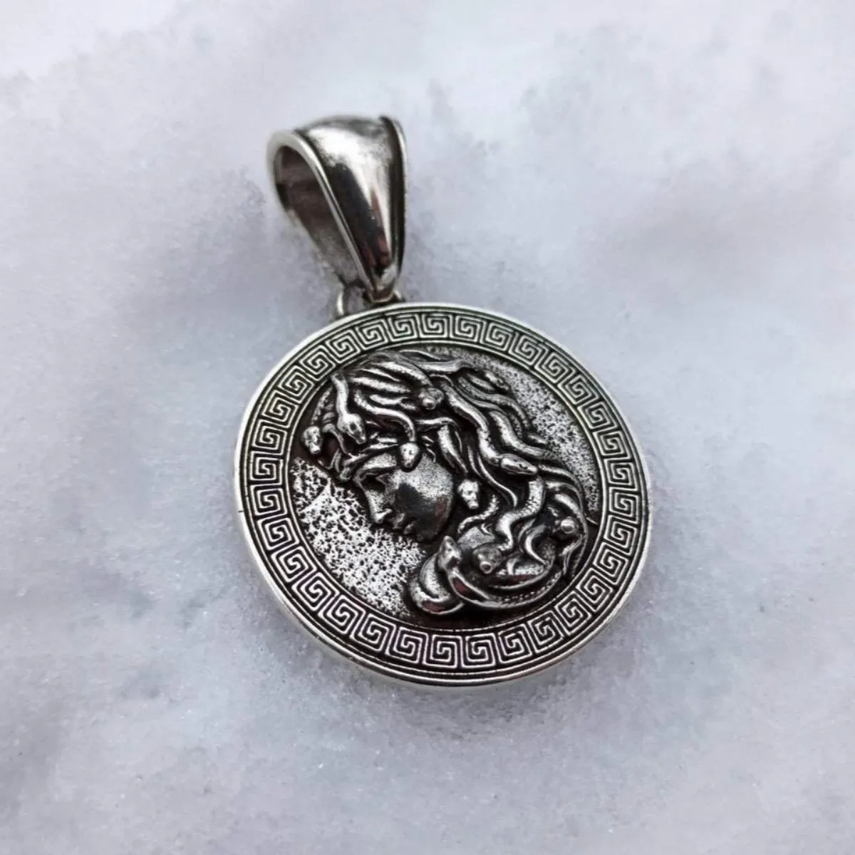 Medusa Gorgon silver pendant