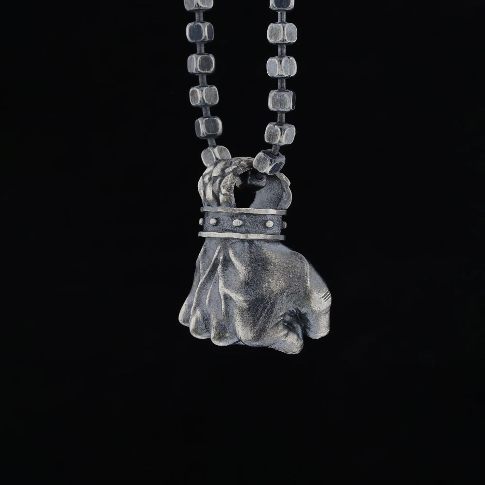 Men's Sterling Silver Fist Necklace