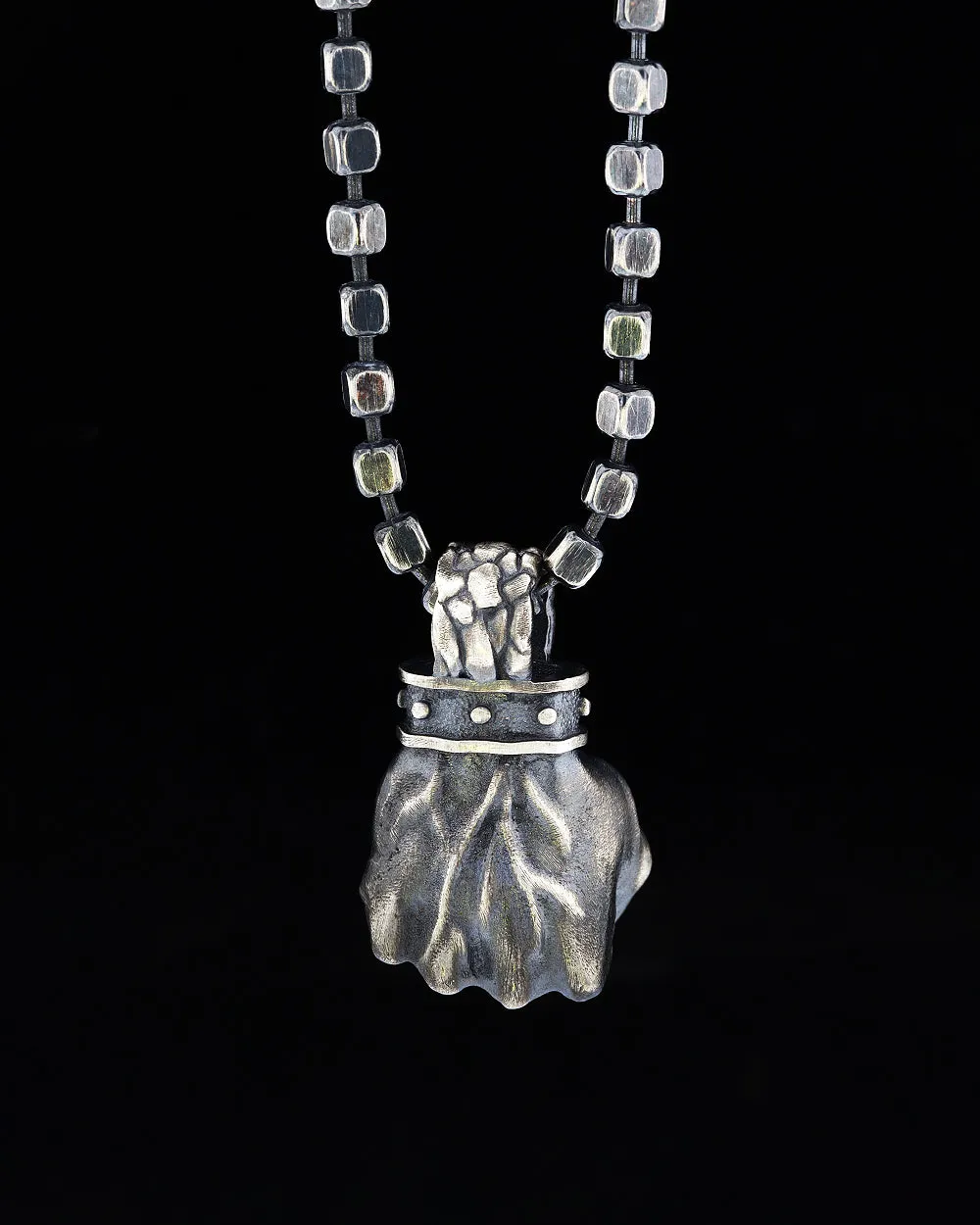 Men's Sterling Silver Fist Necklace
