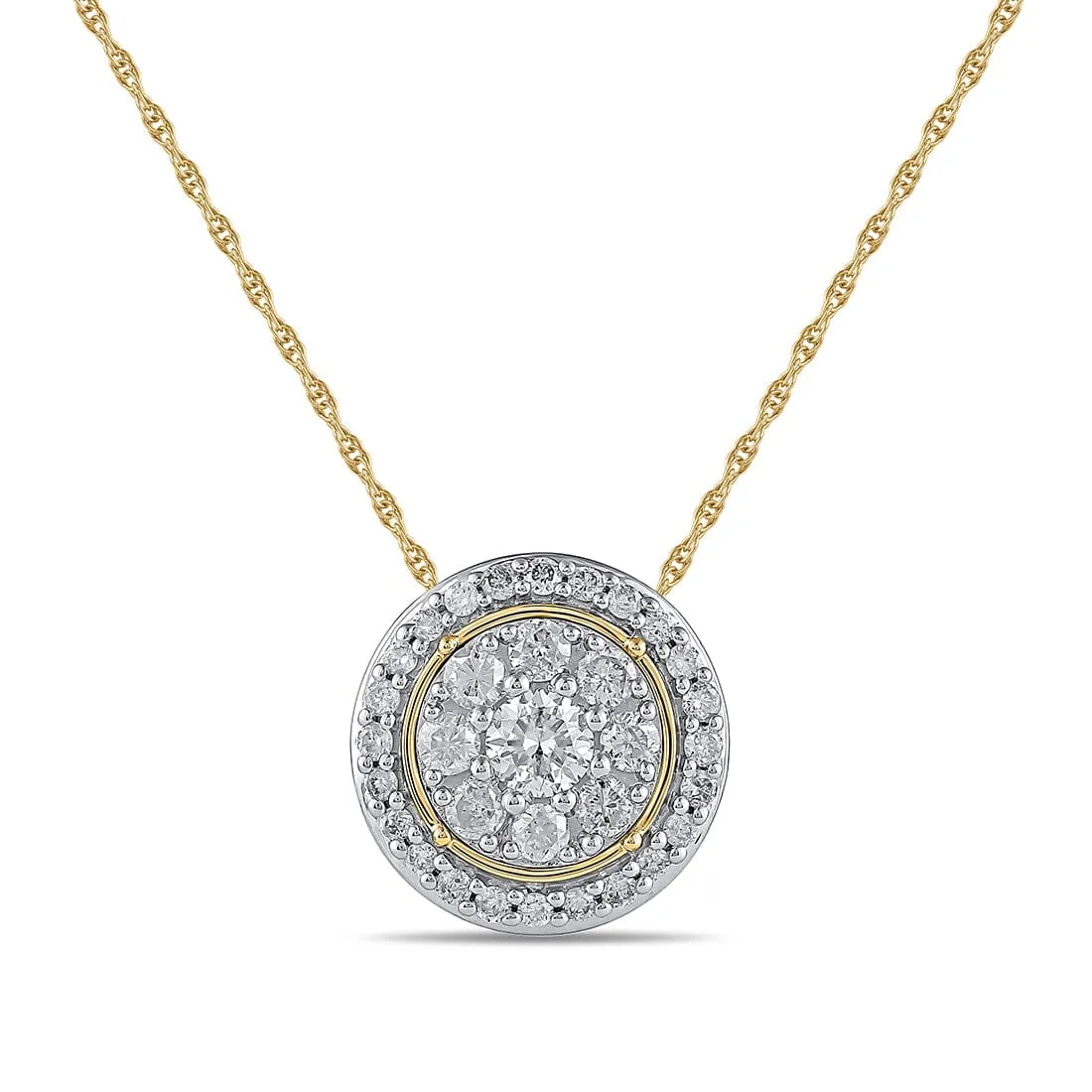 Miracle Surround Halo Slider Necklace with 0.50ct of Diamonds in 9ct Yellow Gold