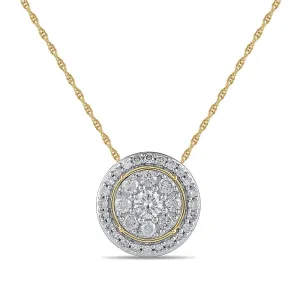 Miracle Surround Halo Slider Necklace with 0.50ct of Diamonds in 9ct Yellow Gold