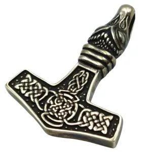 Mjolnir with Dragon silver pendant