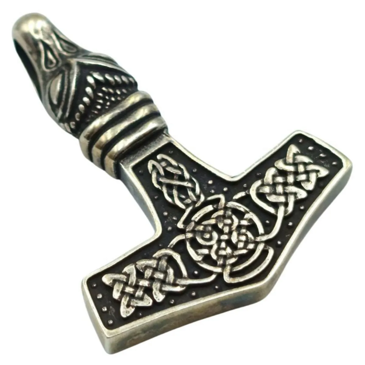 Mjolnir with Dragon silver pendant