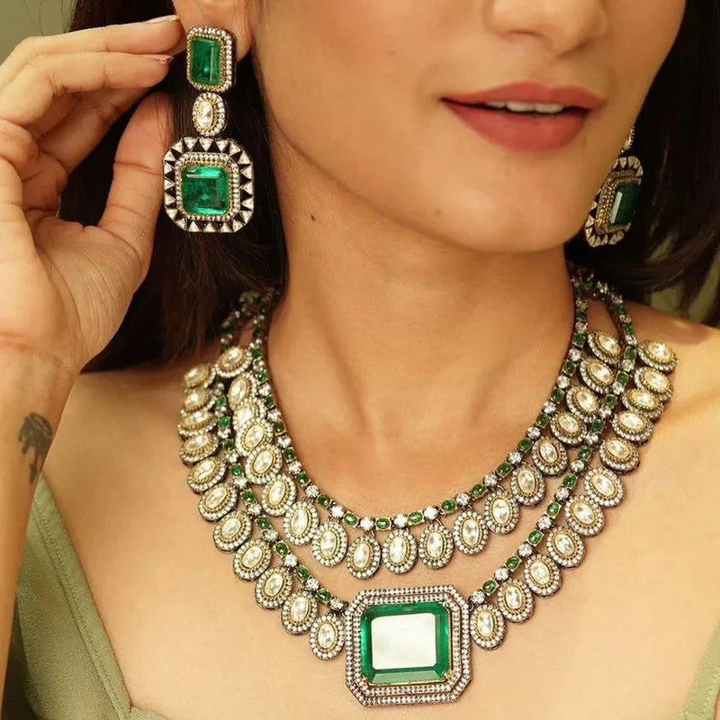 Moisaanite Necklace Earrings Set for Women