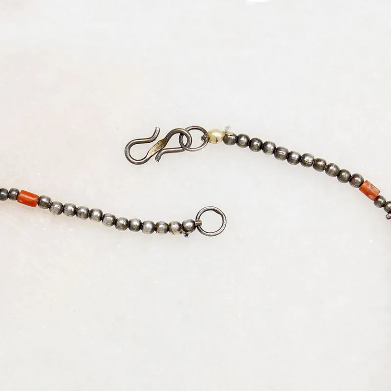 Moroccan Silver & Coral Bead Necklace