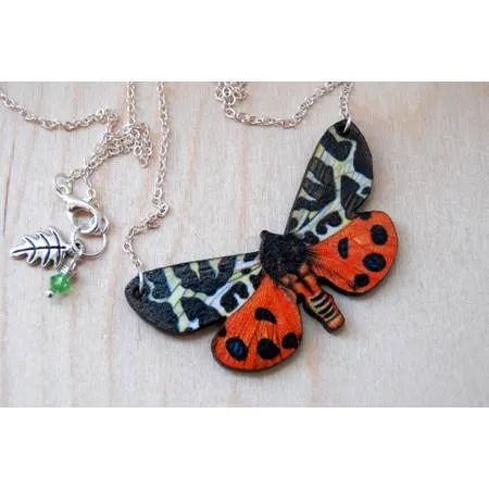 Moth & Butterfly Wood Necklace