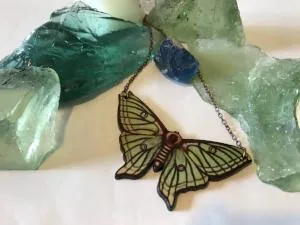 Moth & Butterfly Wood Necklace