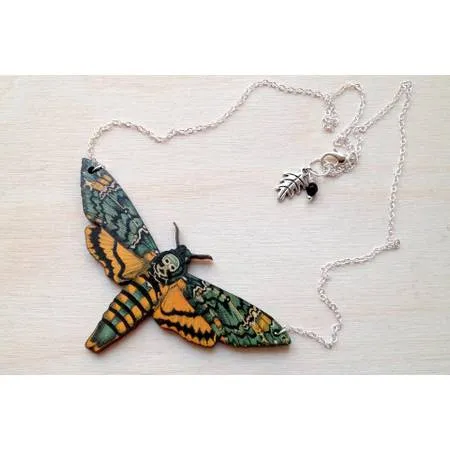 Moth & Butterfly Wood Necklace