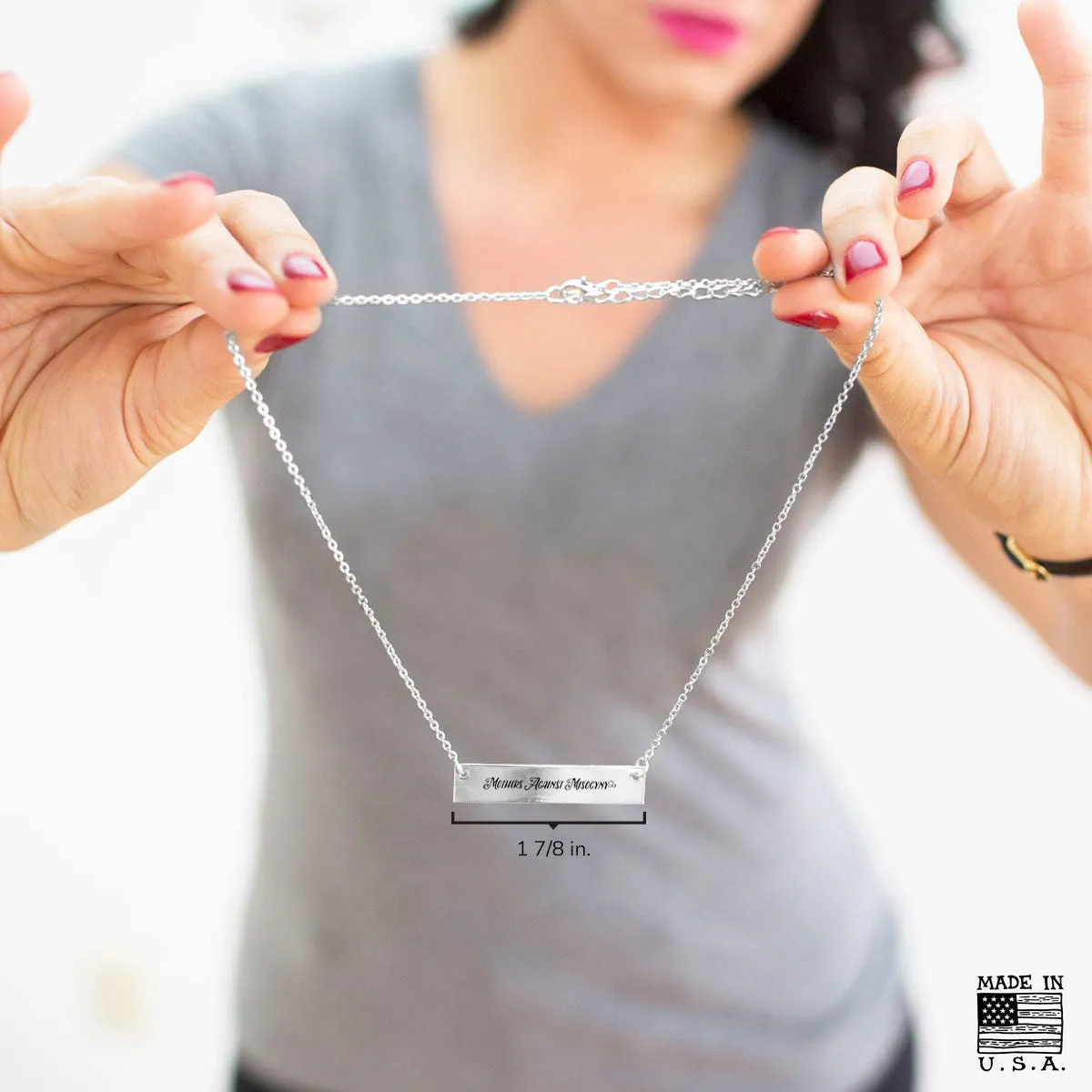 Mothers Against Misogyny Gold / Silver Bar Necklace