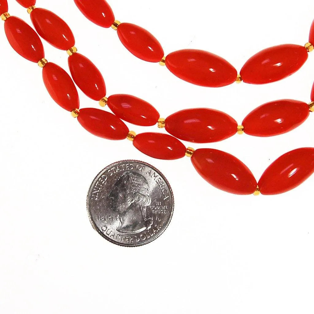 Multi Strand Coral Glass Bead Necklace