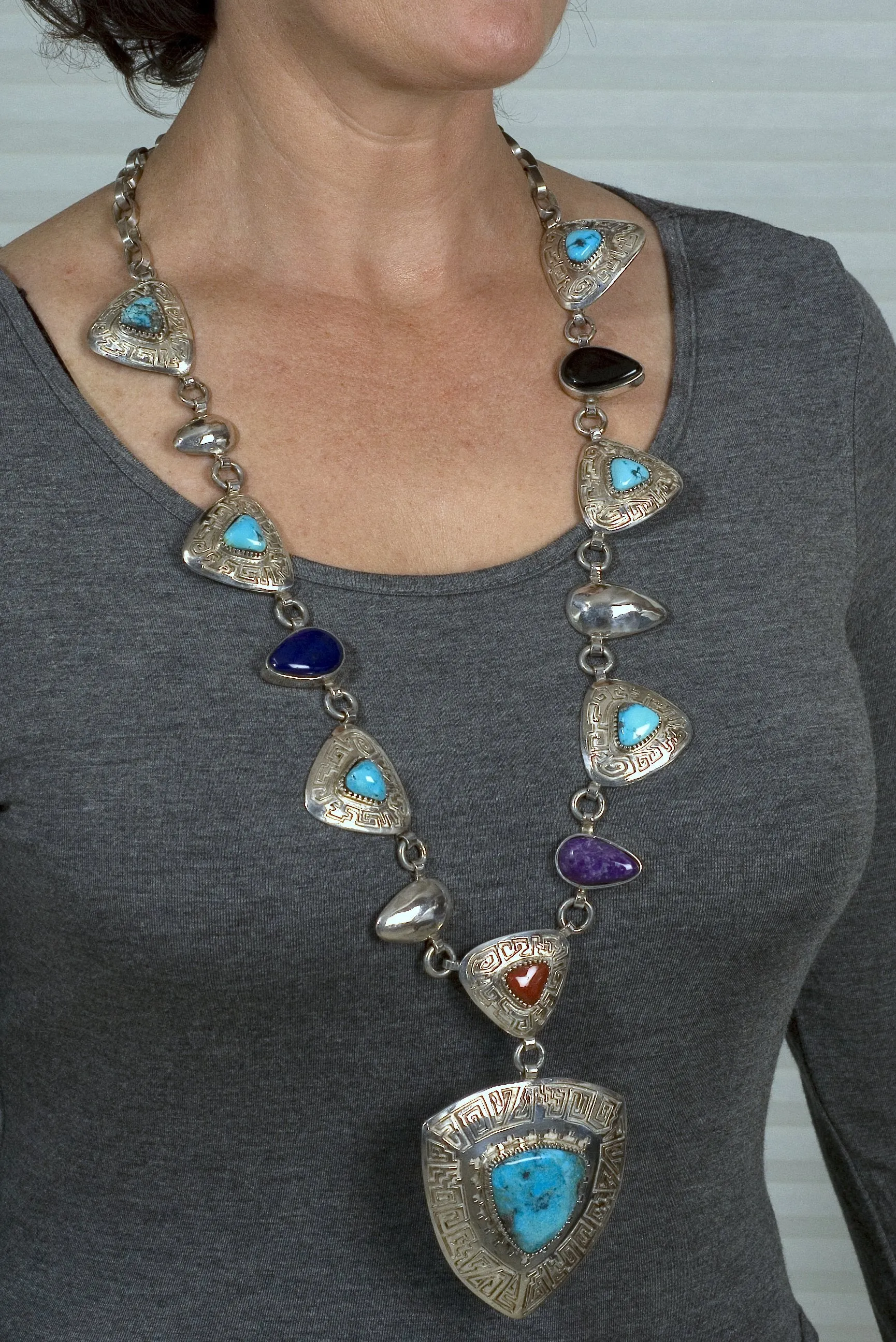 Native American Indian Turquoise Medallion Necklace