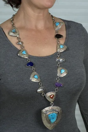 Native American Indian Turquoise Medallion Necklace