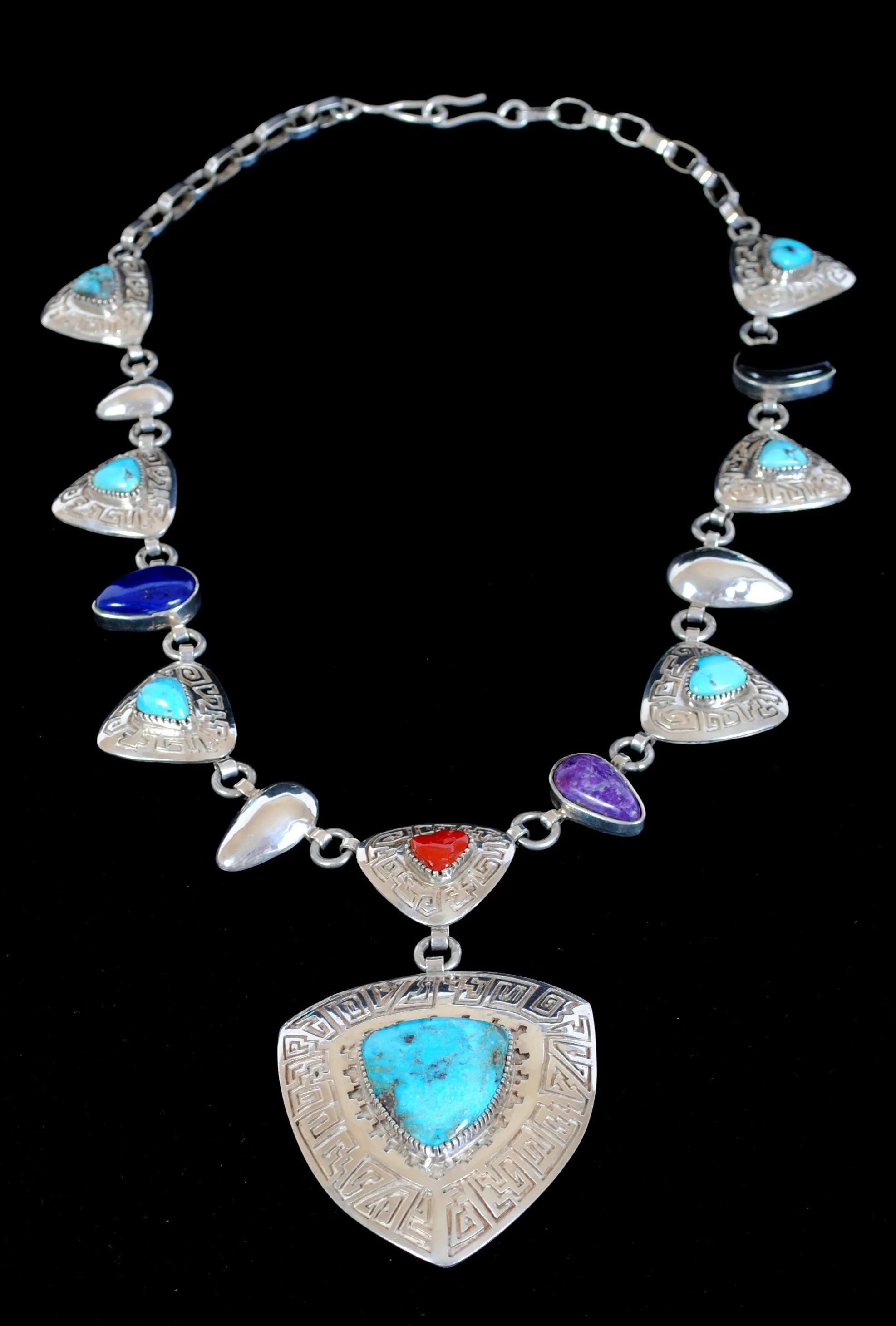 Native American Indian Turquoise Medallion Necklace