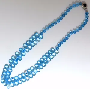 NATURAL 260CT. BLUE TOPAZ & SAPPHIRE DIAMOND NECKLACE 14KT