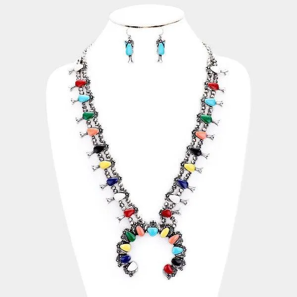 Natural Stone Tribal Necklace & Earrings