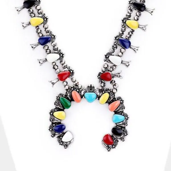 Natural Stone Tribal Necklace & Earrings