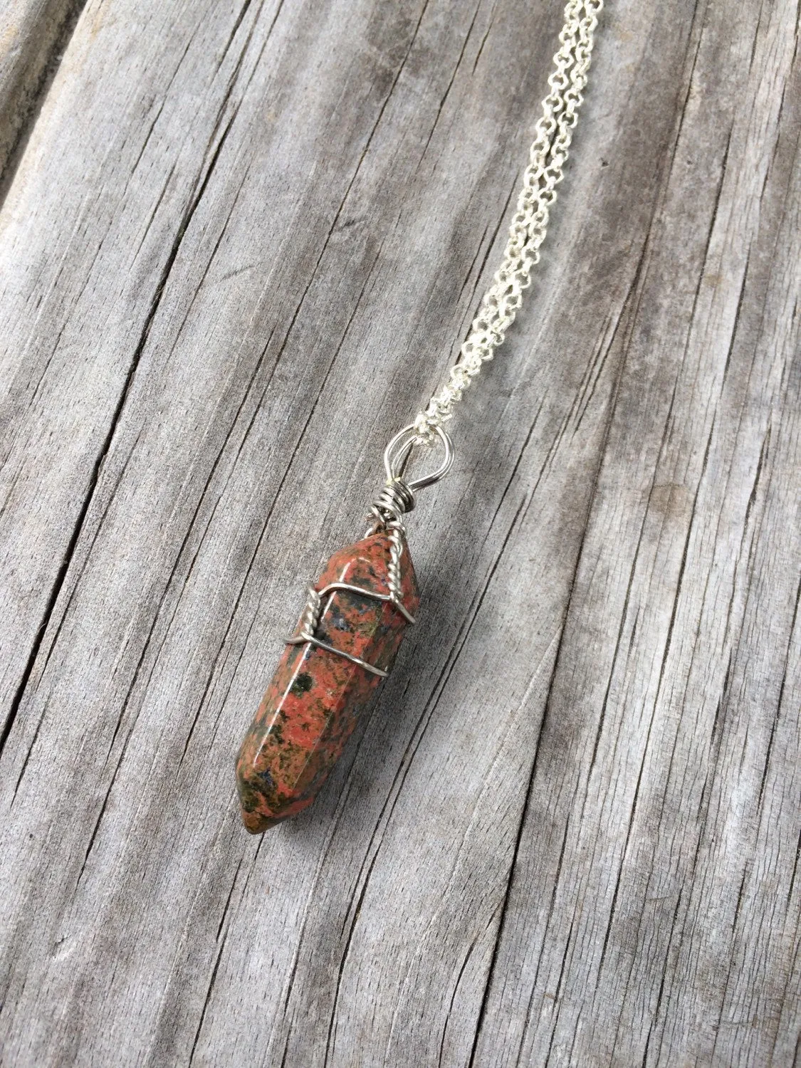 Natural Unakite Jasper Necklace