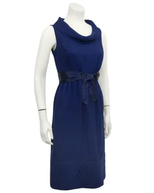 Navy Blue Silk Chiffon Cocktail Dress