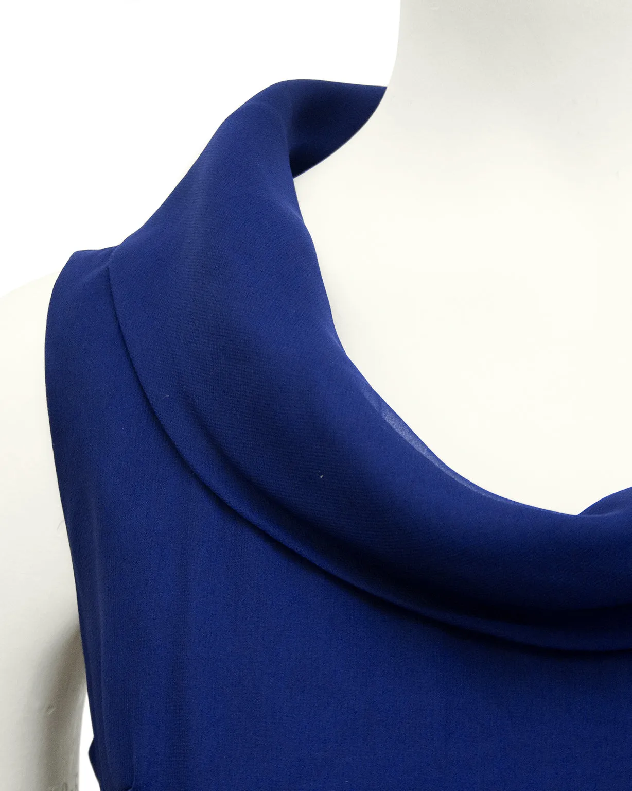 Navy Blue Silk Chiffon Cocktail Dress