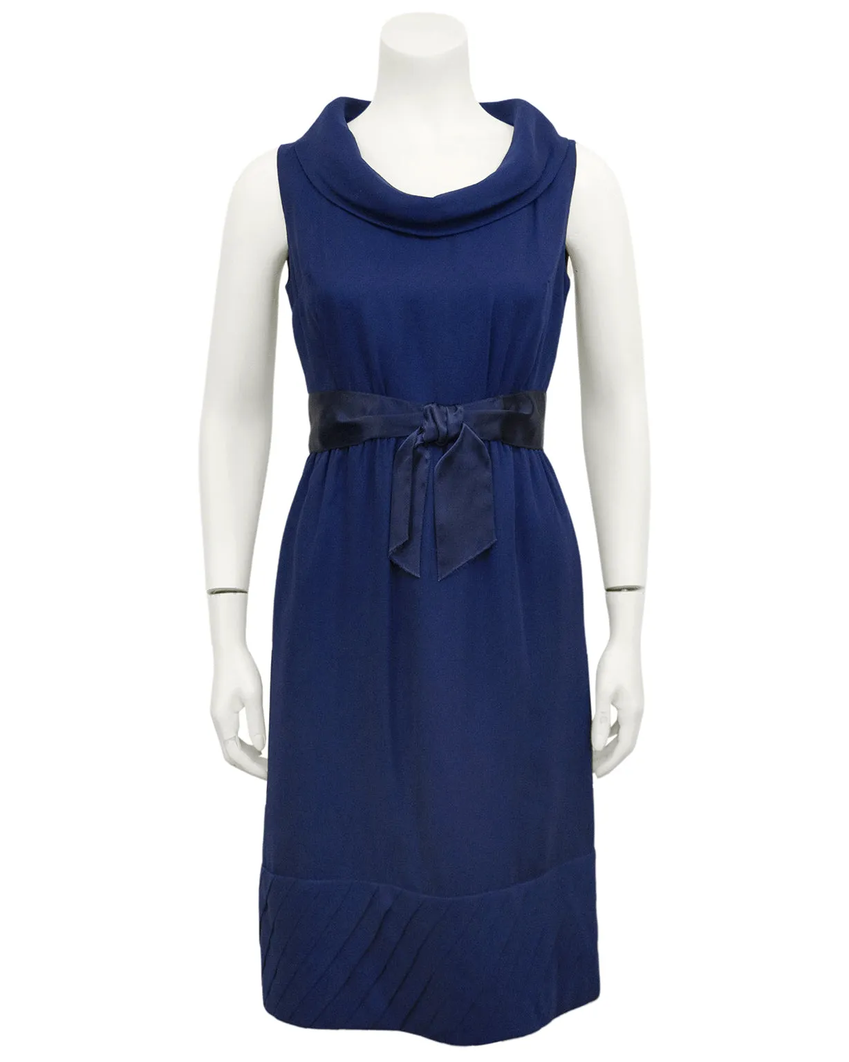 Navy Blue Silk Chiffon Cocktail Dress