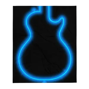 Neon Blue Guitar Throw Blanket