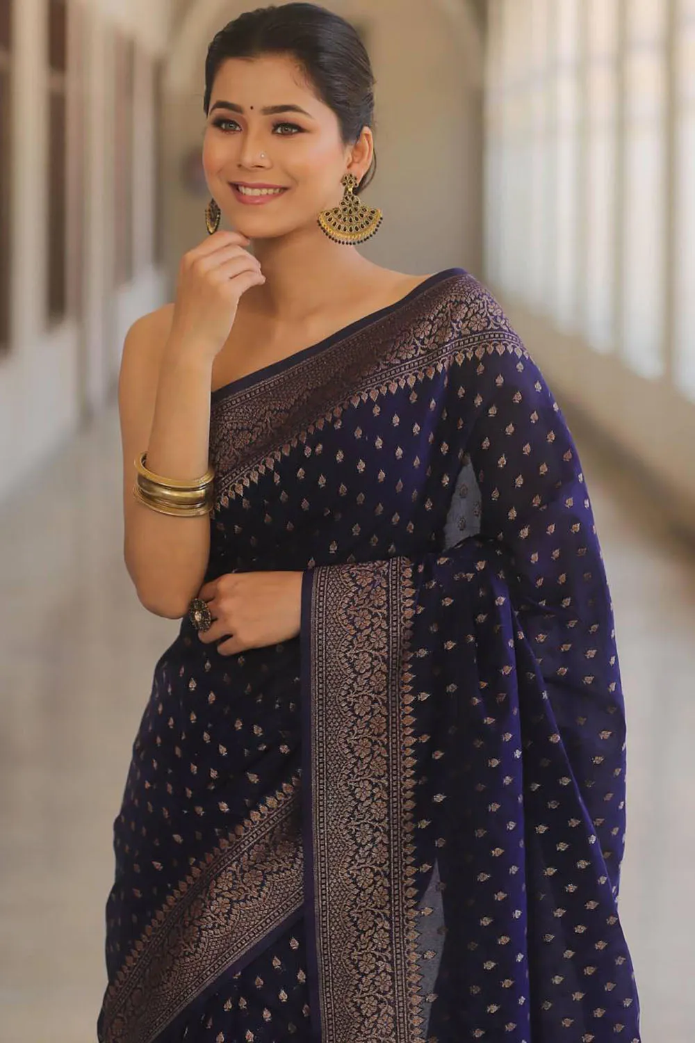 Nevy Beautiful Soft Banarasi Silk Saree