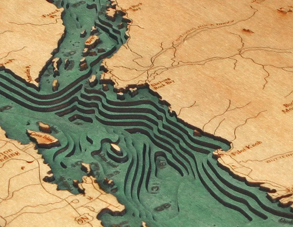 New York: Nautical Wood Map: Lake George