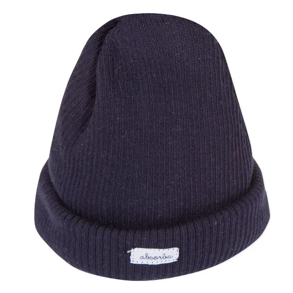 Newborn Ribbed Cotton Navy Hat