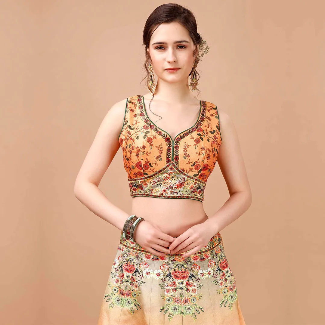 Olive Green and Yellow Lehenga Set
