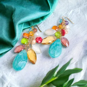 OOAK Amazonite Colorful Cascade Earrings