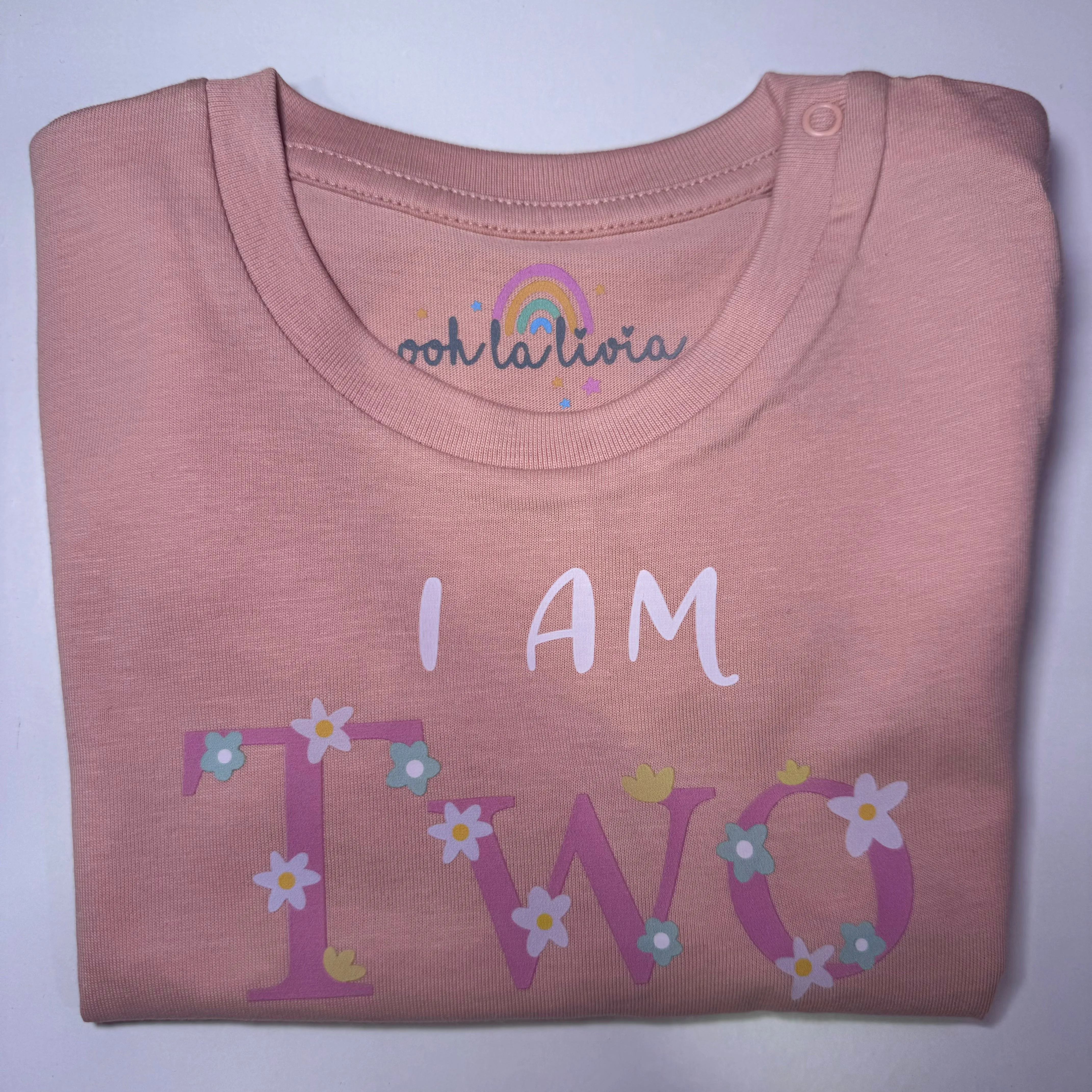 Ooh La Livia Girls Coral Birthday T-Shirt- Select Age