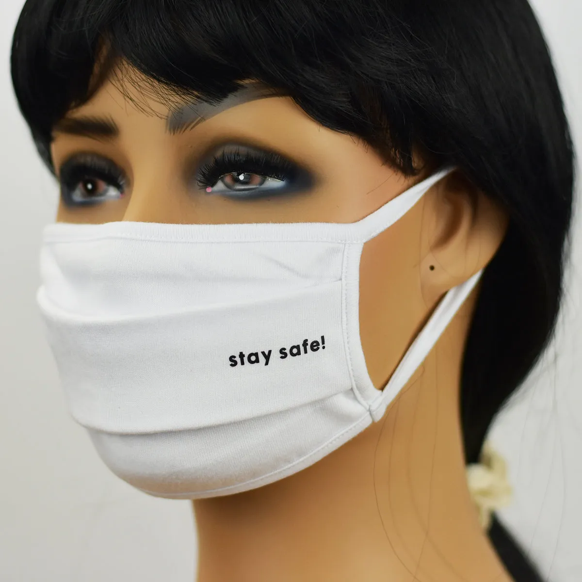 Organic Cotton Unisex Face Mask, Washable & Reusable, Stay Safe Face Covering - White