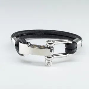 Organic, Double-Stranded, Rounded Leather Wristband with the “Sailor Knot” Model Stainless Steel Clasp