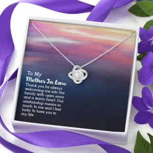 Our relationship means so much-Love Knot Necklace for Mother In Law