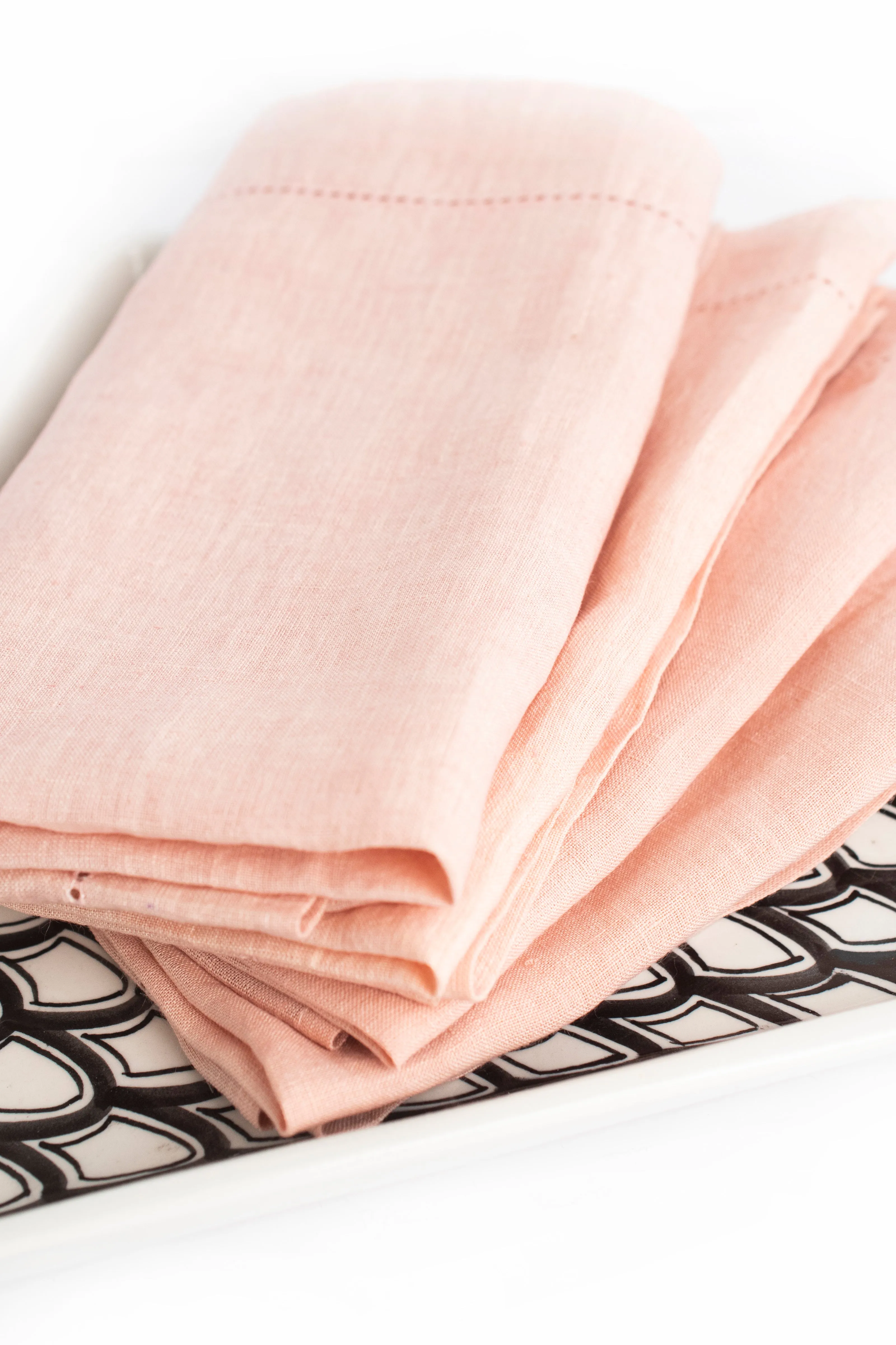 Pale Coral Hemstitched Linen Napkin