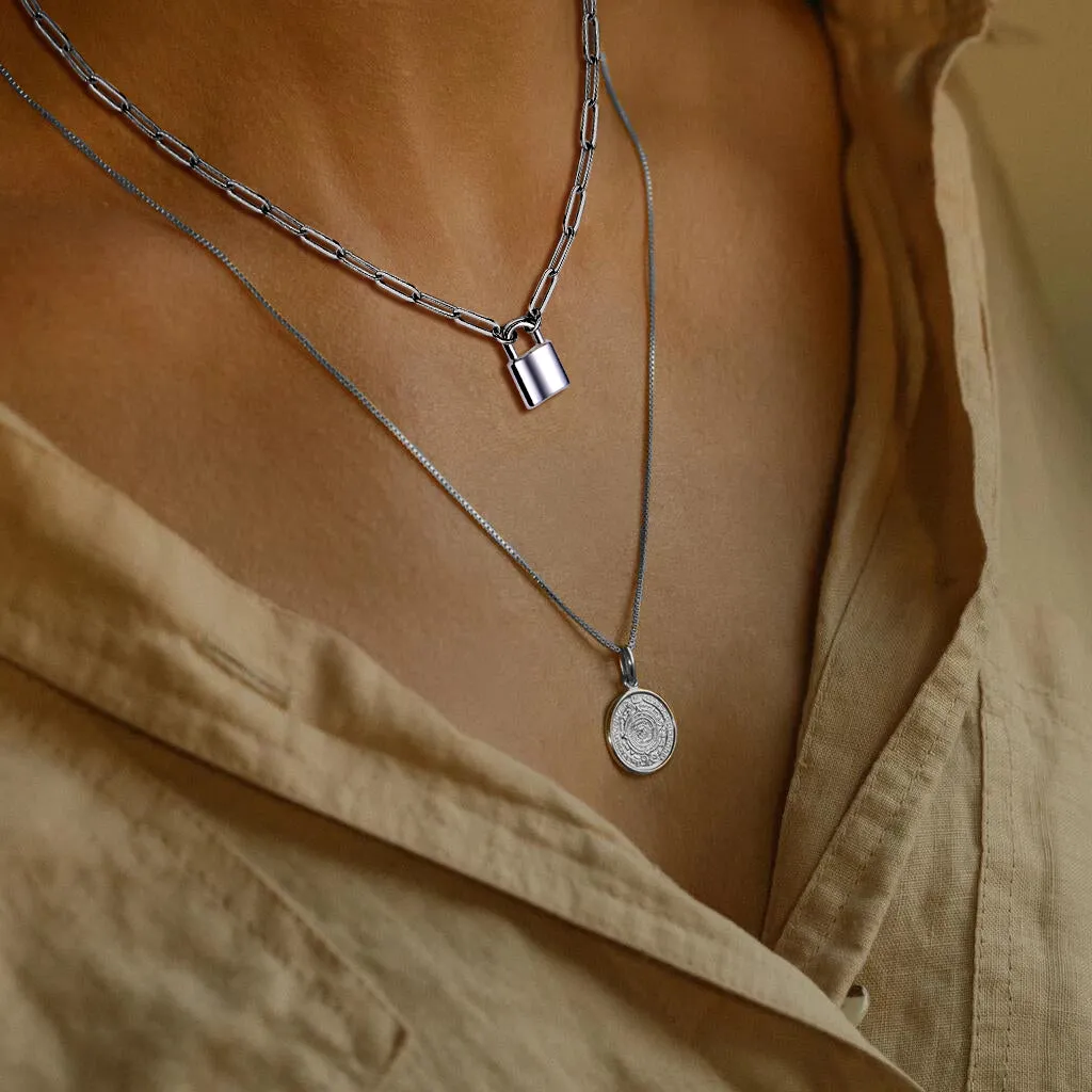 Paperclip Chain Padlock Pendant Necklace