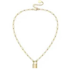 Paperclip Chain Padlock Pendant Necklace