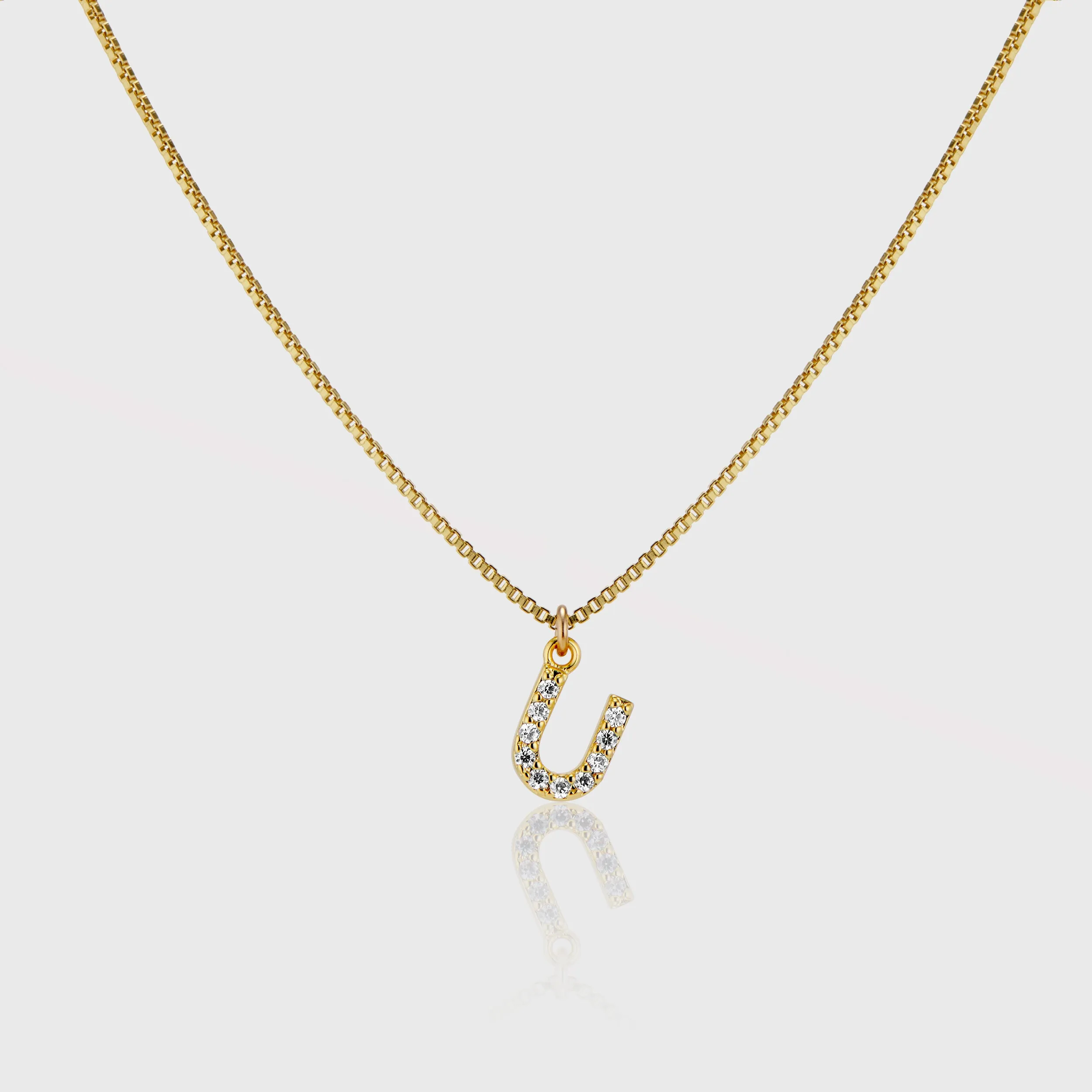 Pave Initial Charm Necklace