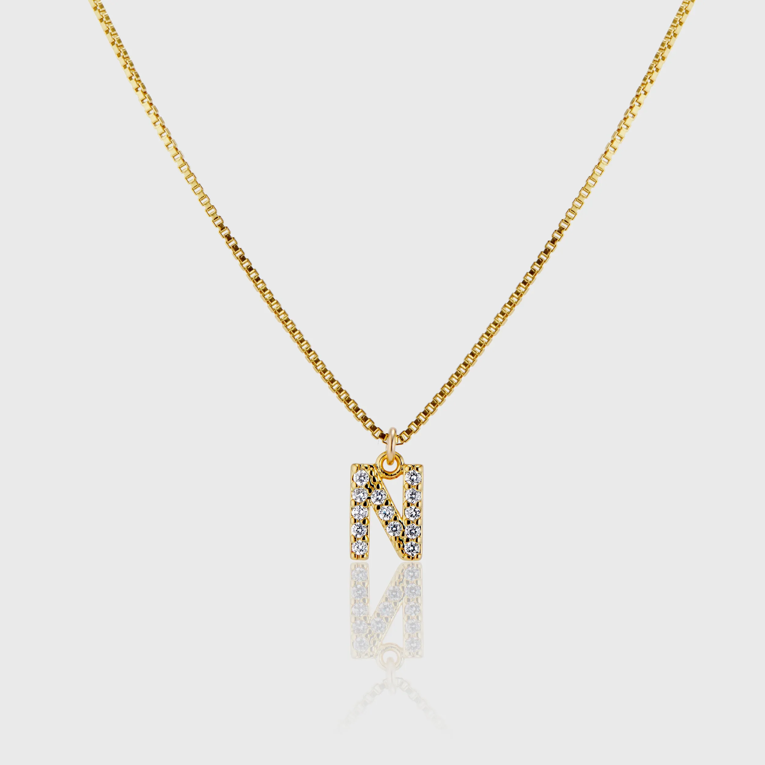 Pave Initial Charm Necklace