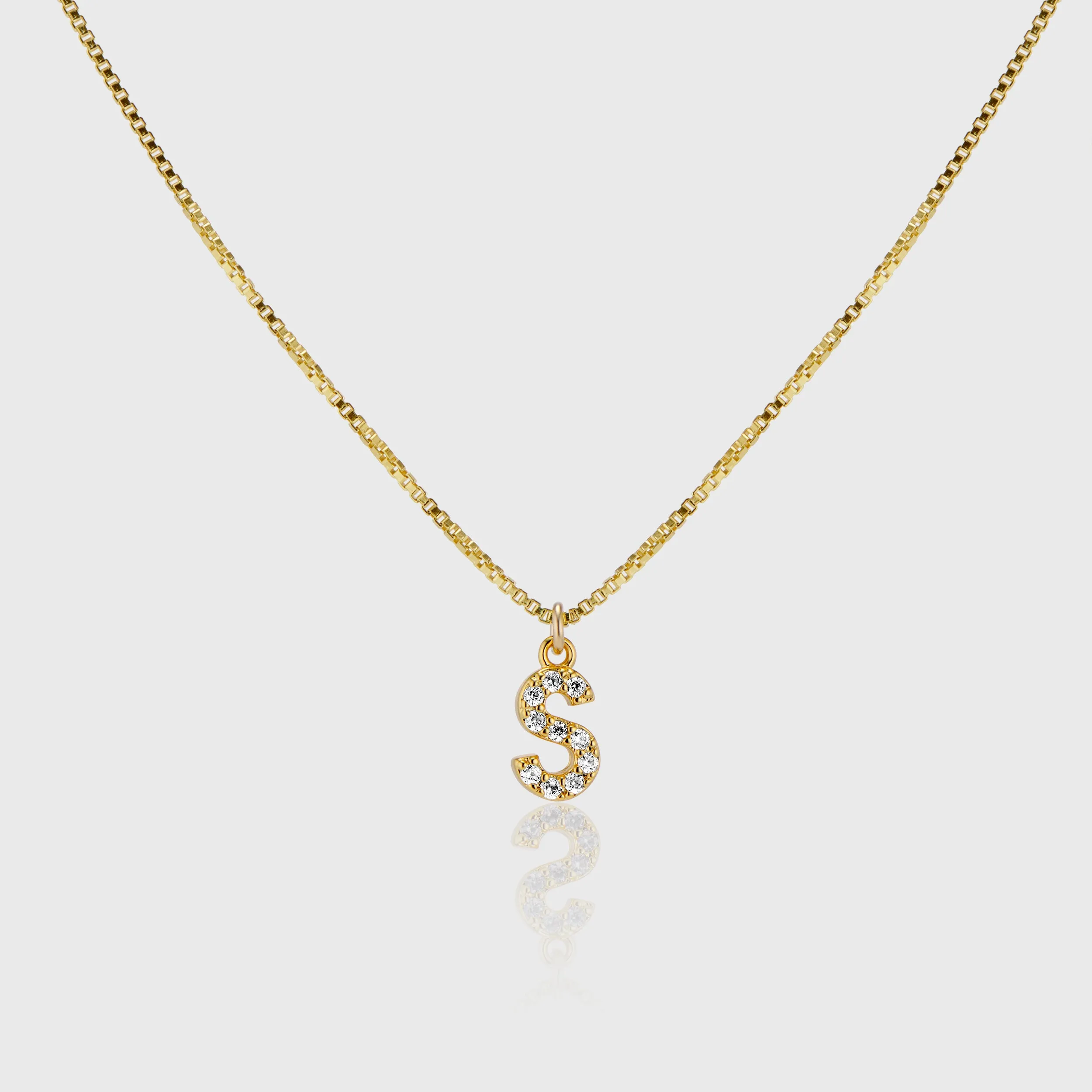Pave Initial Charm Necklace