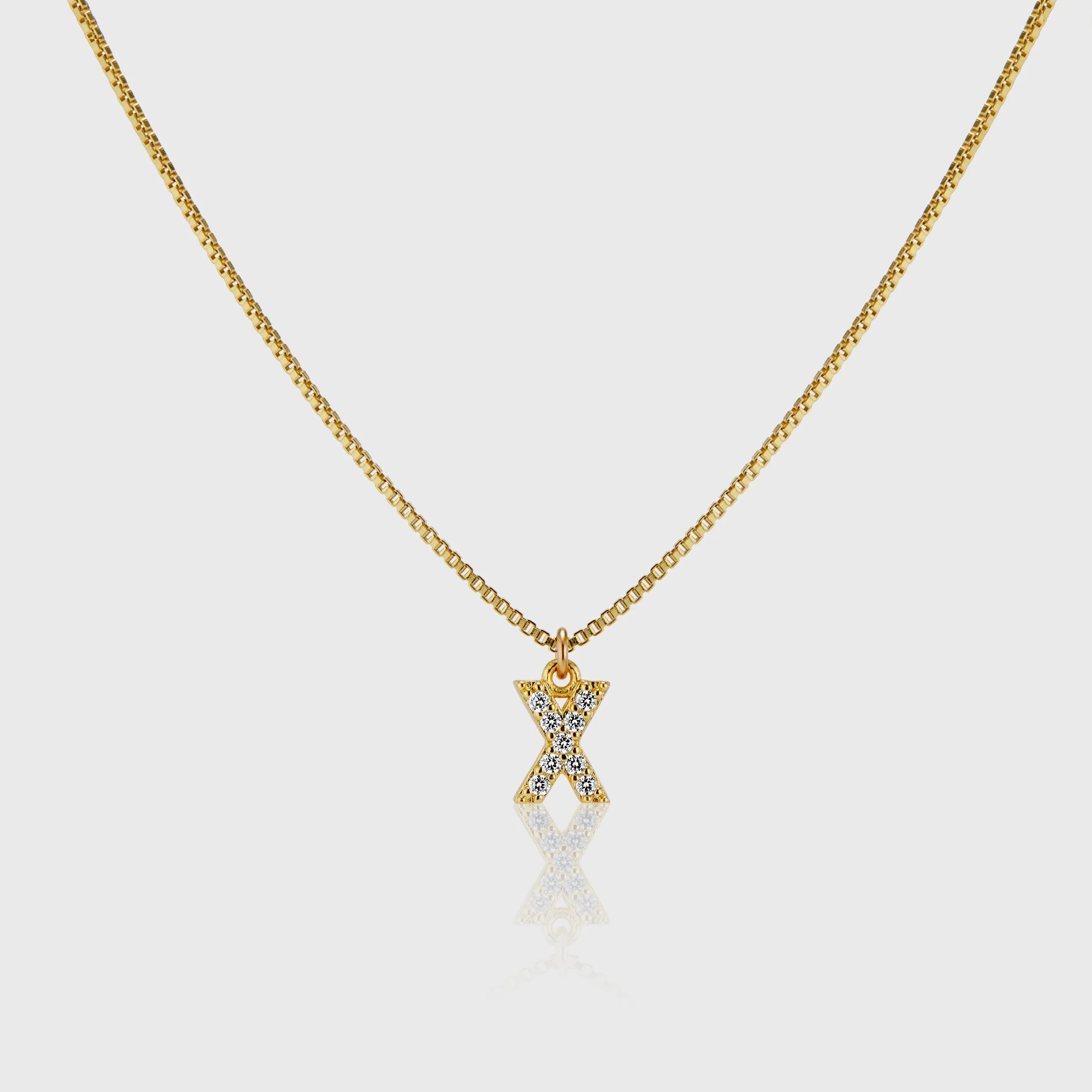 Pave Initial Charm Necklace