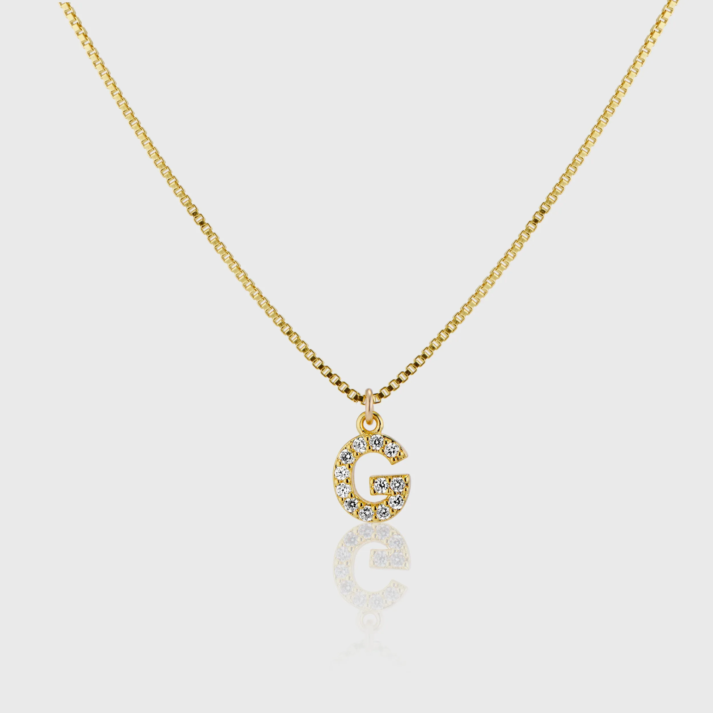 Pave Initial Charm Necklace