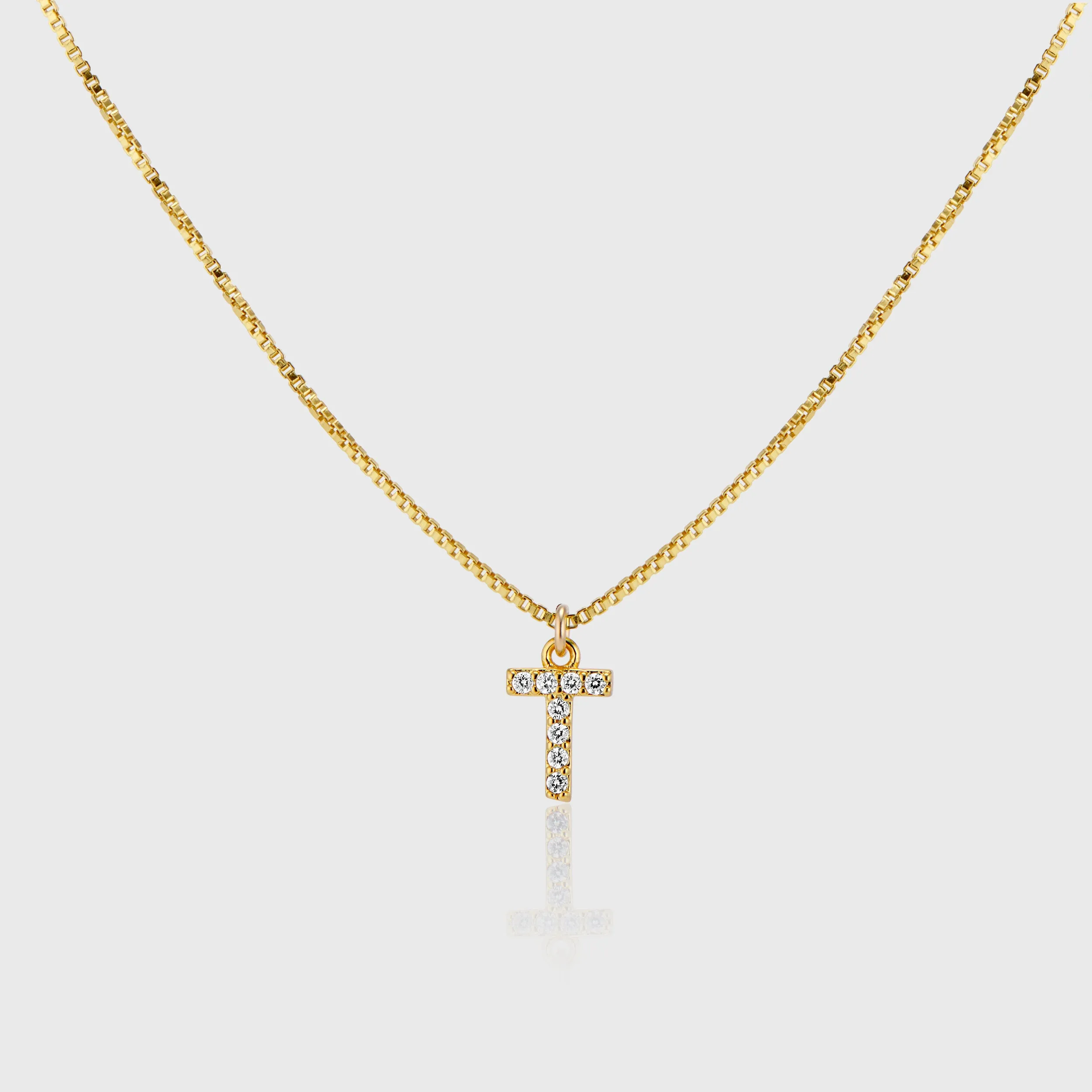 Pave Initial Charm Necklace