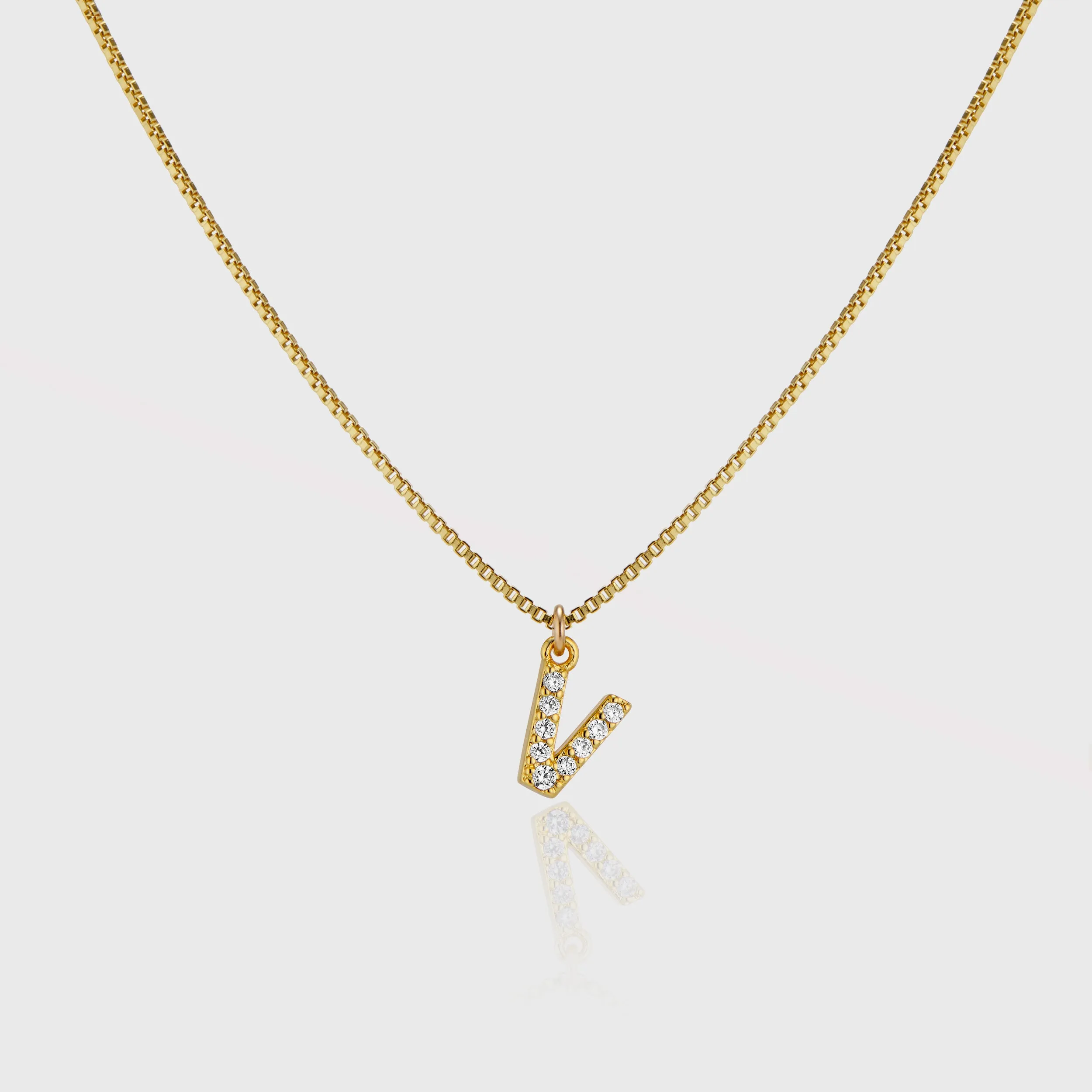 Pave Initial Charm Necklace